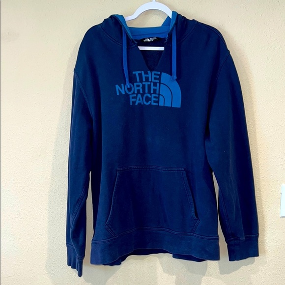 Mens THE NORTH FACE blue pullover pocket hoodie sweatshirt Top size XL - Picture 1 of 6